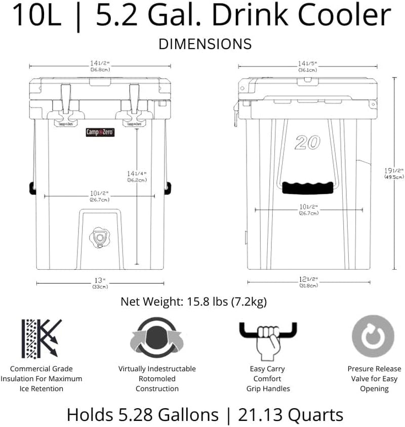 20L Drink Cooler with 2 Molded-In Beverage Holders