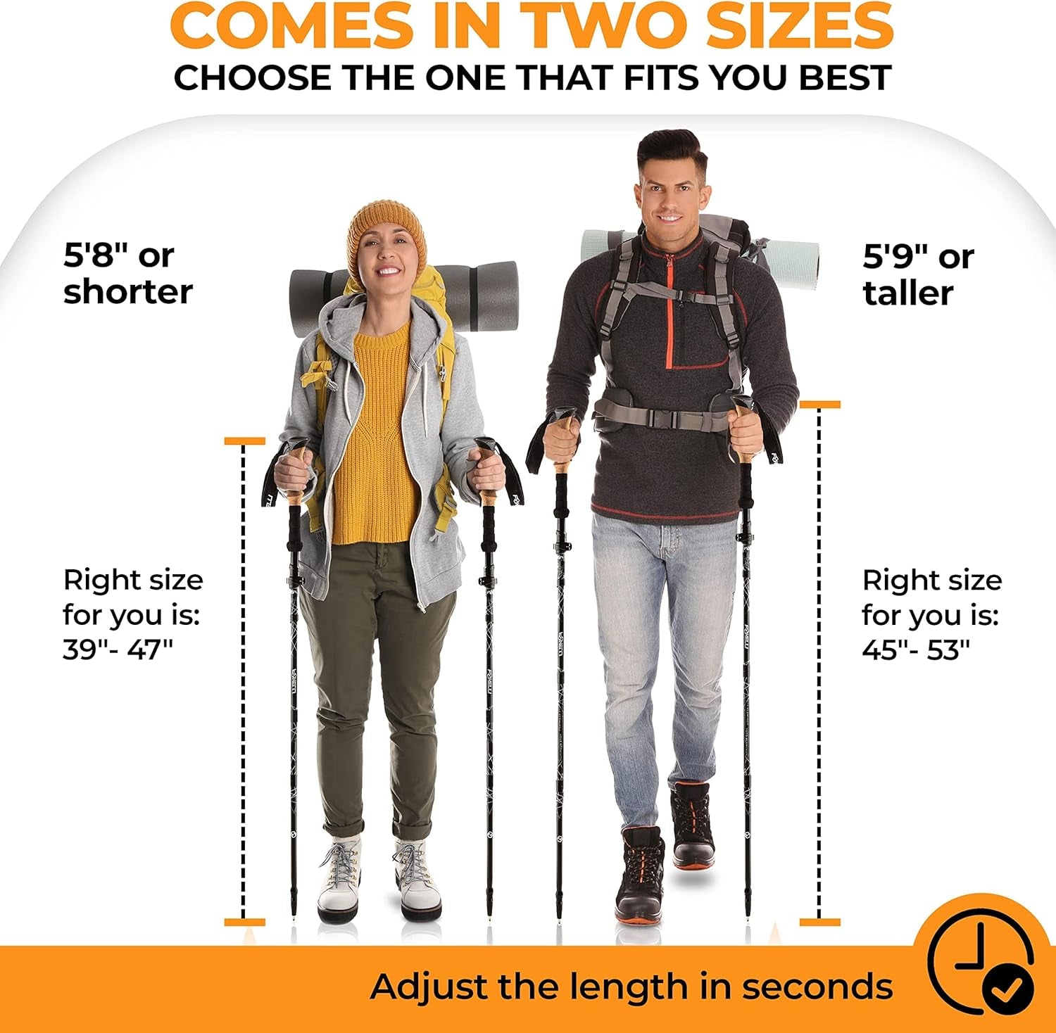 Folding Trekking Poles – Lightweight & Compact Collapsible Walking Sticks for Men & Women with Flip Locks & 4-Season All-Terrain Accessories Perfect for Travel