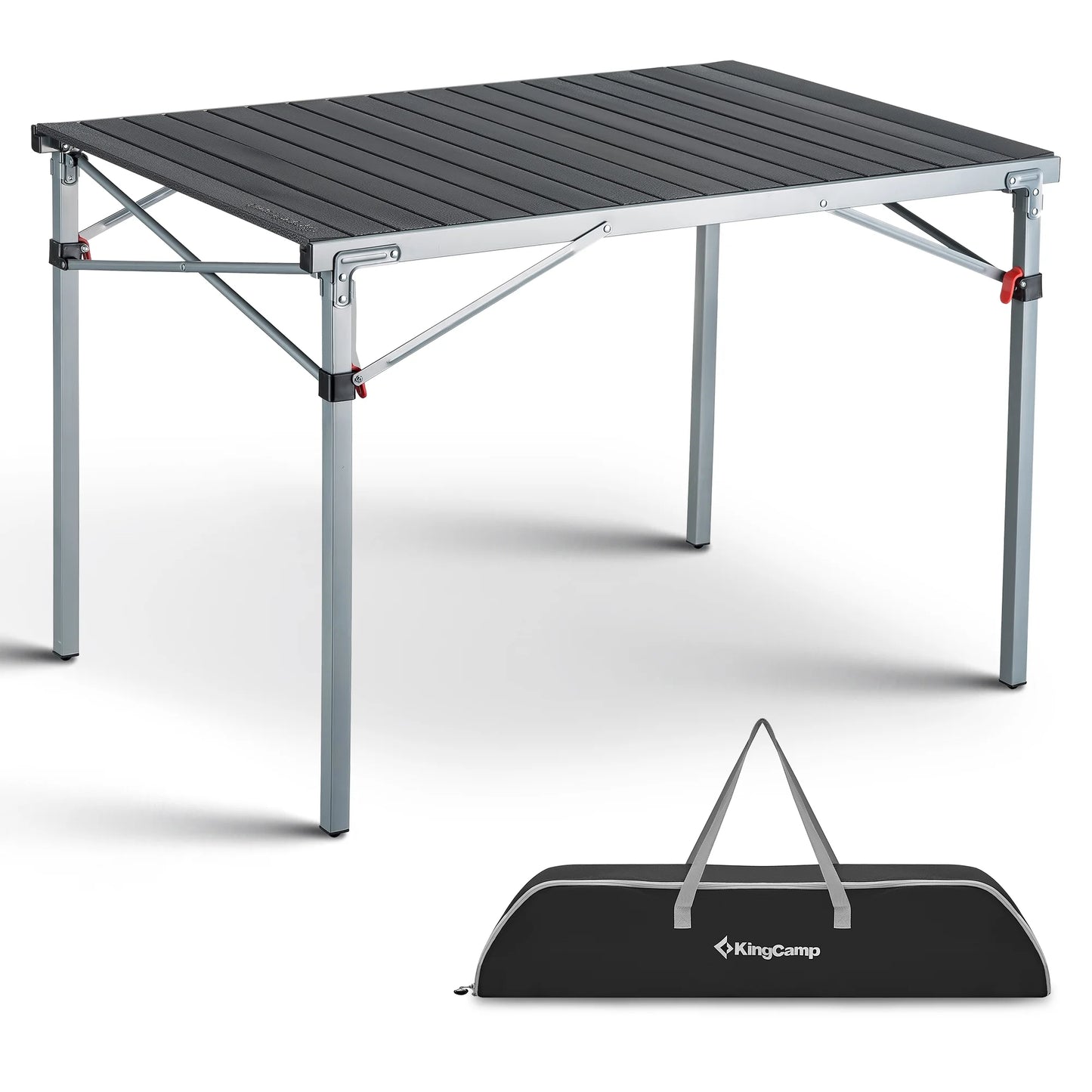 Folding Camping Table Clearance Aluminum Roll up Table for 4-6 Person Outdoor Indoor 42.1" × 27.6 " Silver