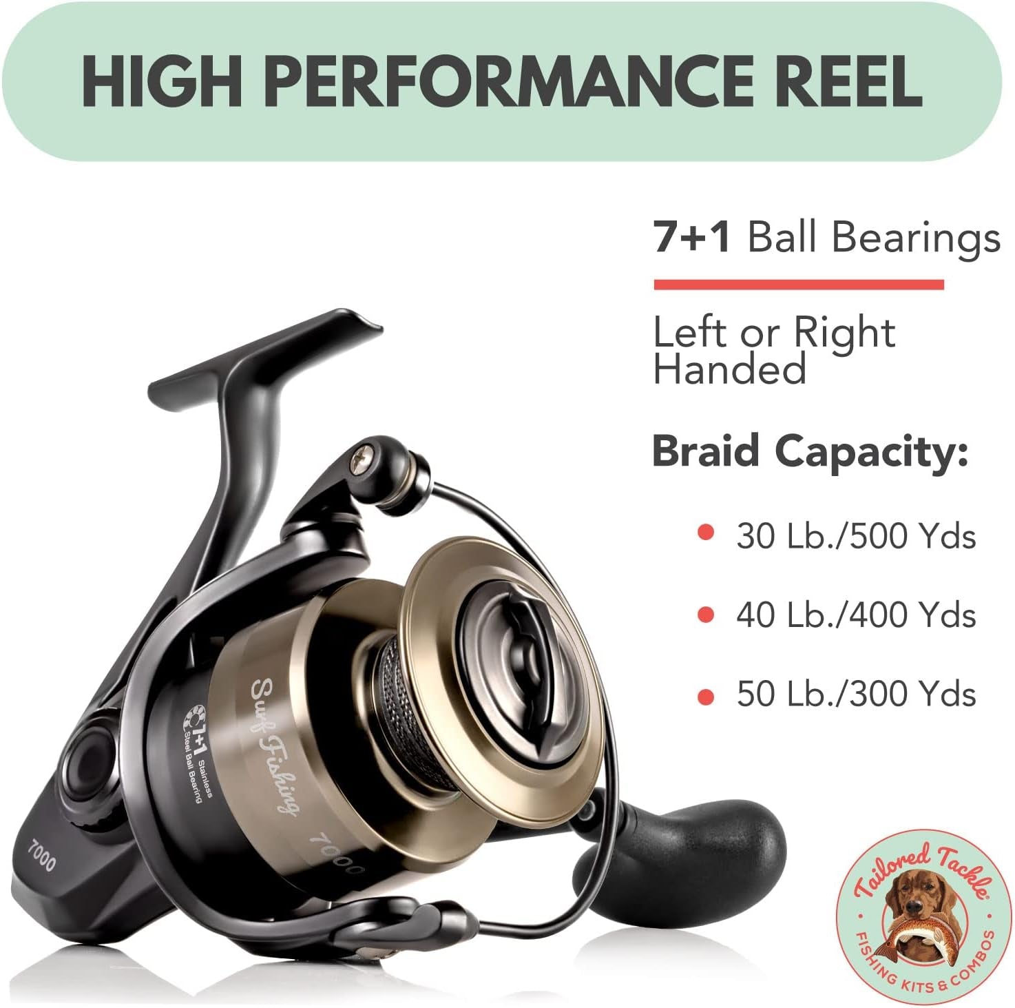 Surf Fishing Rod and Reel Combo 10 Foot Surf Rod Heavy Surfcasting Power Moderate Fast Action Tip 7000 Size XL Surf Fishing Reel Saltwater Resistant Guides