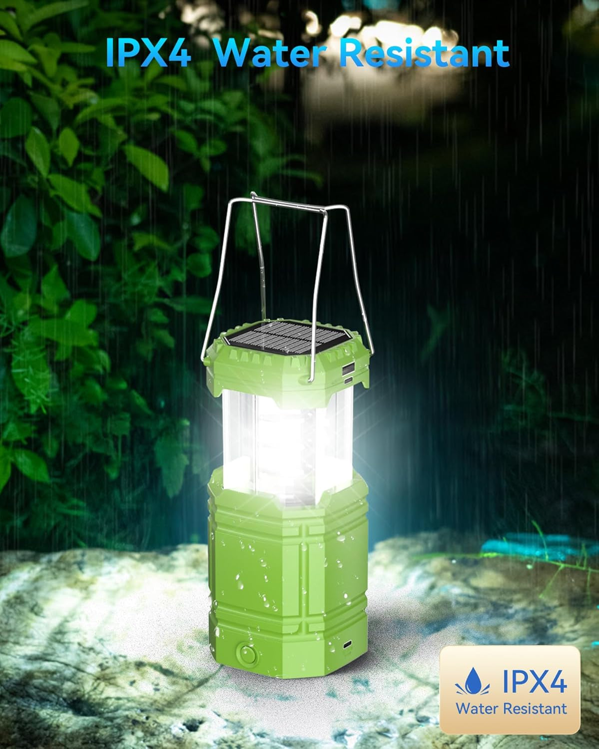 LED Lanterns for Power Outages, Hand Crank & Solar Powered Camping Lantern Flashlight, Collapsible Lanterns with USB Input & Output Port,Waterproof