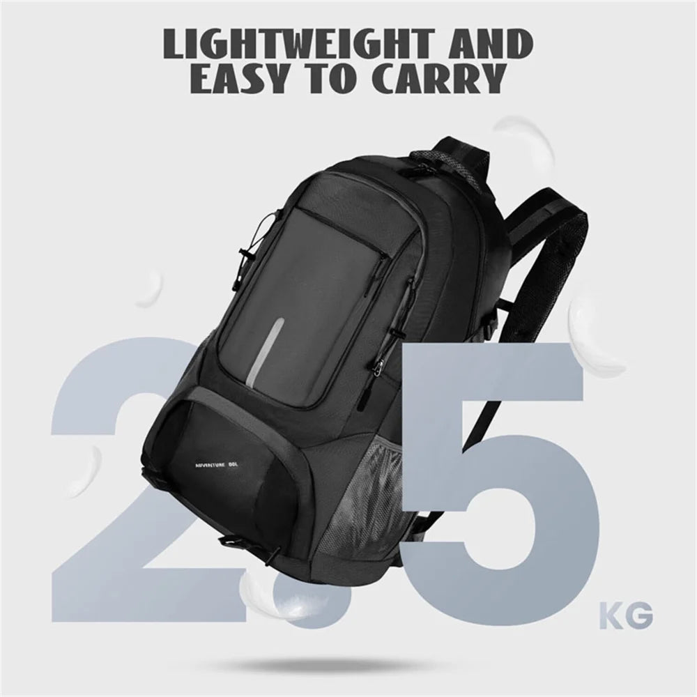 60L Bag, Hiking Backpacks for Adults, Travel Backpack, Climbing Hiking Bag, Black