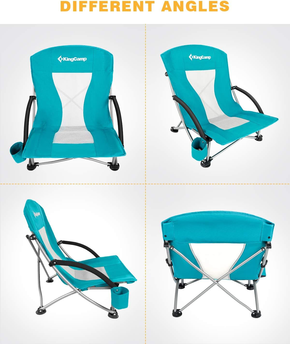 Folding Backpack Beach Chair - Portable & Heavy Duty Beach Gear with 300Lbs Capacity, Low Seat Design, Lightweight Camping Chair for Adults, Beach, Picnic, Concert & Outdoor Activities