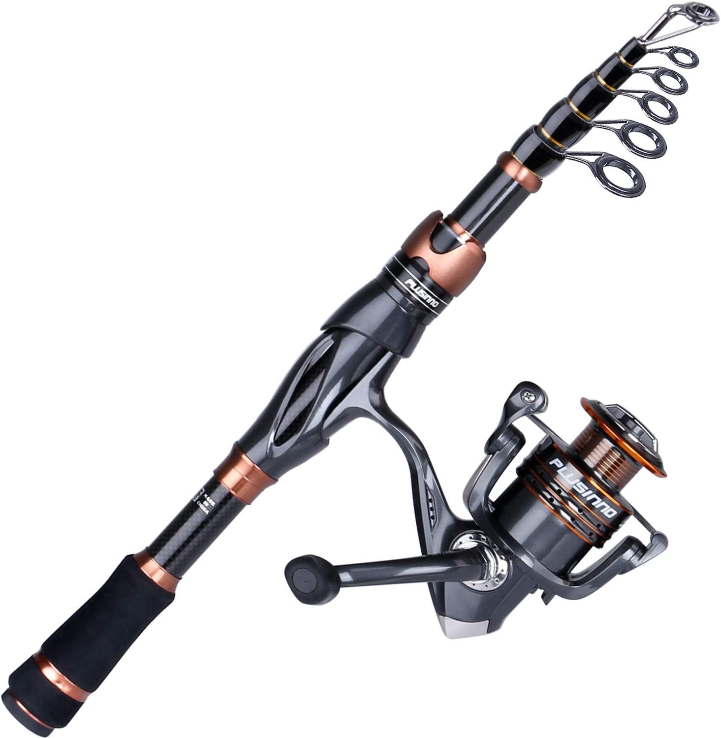 Fishing Rod and Reel Combos, Bronze Warrior Toray 24-Ton Carbon Matrix Telescopic Fishing Rod Pole, 12 +1 Shielded Bearings Stainless Steel BB Spinning Reel, Travel Freshwater Fishing Gear