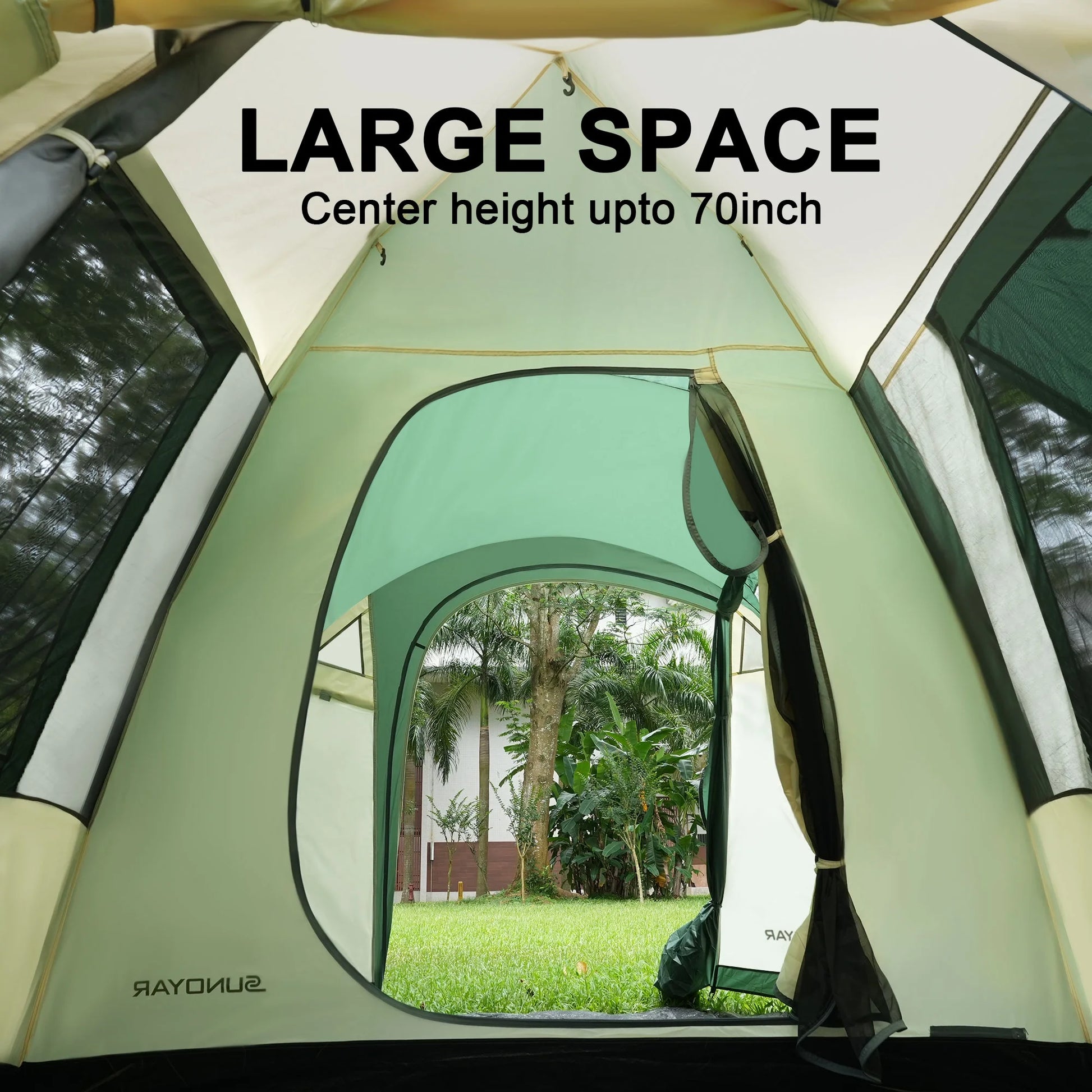 10-12 Person Tent, Family  with 2 Rooms, 4 Doors, Carry Bag, Water-Resistant, Easy up Tents for Camping/Traveling/Family Gathering/Hiking