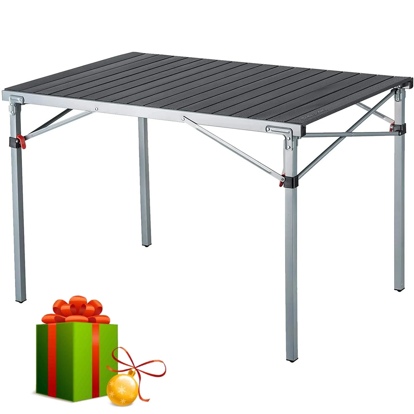 Folding Camping Table Clearance Aluminum Roll up Table for 4-6 Person Outdoor Indoor 42.1" × 27.6 " Silver