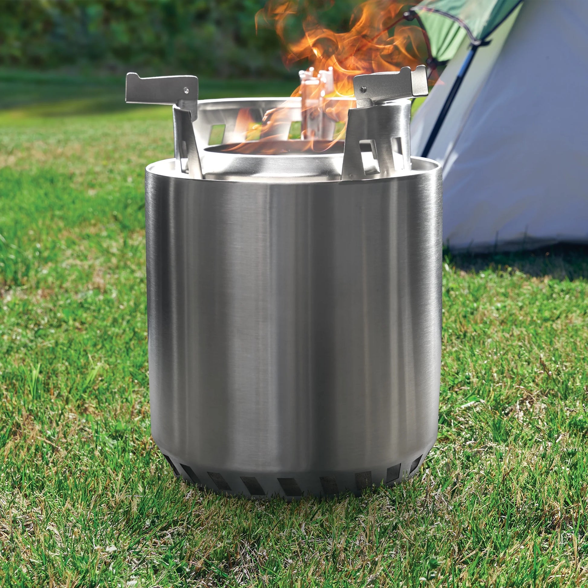 7''D Stainless Steel Integrated Wood-Burning Camp Firepit