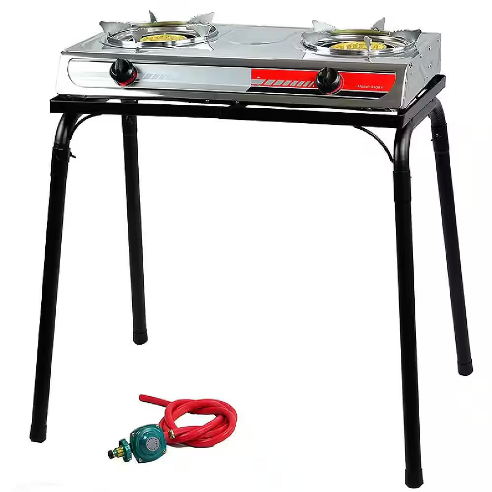 Outdoor Portable Propane Double Burner 2-Stove Camping Tailgating Camp with Stand